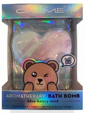 The Crème Shop Blueberry Mint Bath Bomb, Aromatherapy Shea Butter Moisturizing